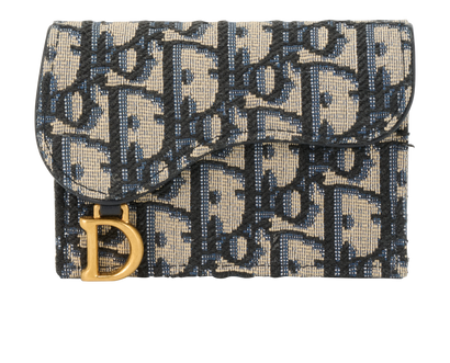 Christian Dior Saddle Card Holder, &pound;220, Accessories, Blue, Canvas, Front view